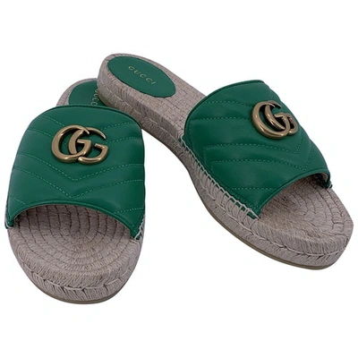 Pre-owned Gucci Green Leather Espadrilles