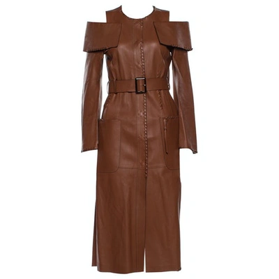 Pre-owned Fendi Leather Trench Coat In Brown