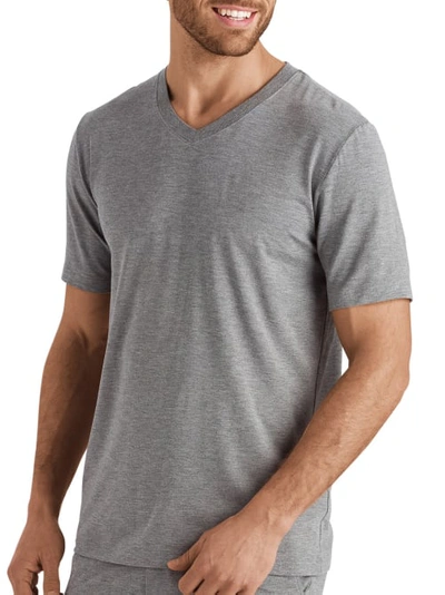 Shop Hanro Casuals V-neck T-shirt In Stone Melange