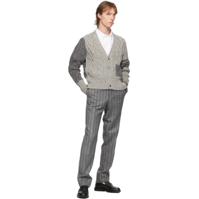 Shop Thom Browne Grey Wool Funmix 4-bar Cardigan In 982 Tonalgr