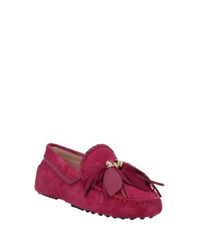 Shop Tod's Woman Loafers Fuchsia Size 5 Soft Leather In Pink