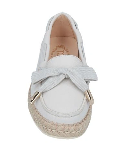Shop Tod's Woman Loafers White Size 8 Soft Leather