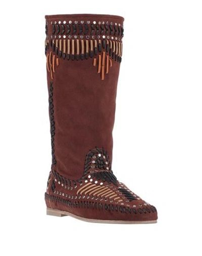 Shop Alberta Ferretti Knee Boots In Cocoa
