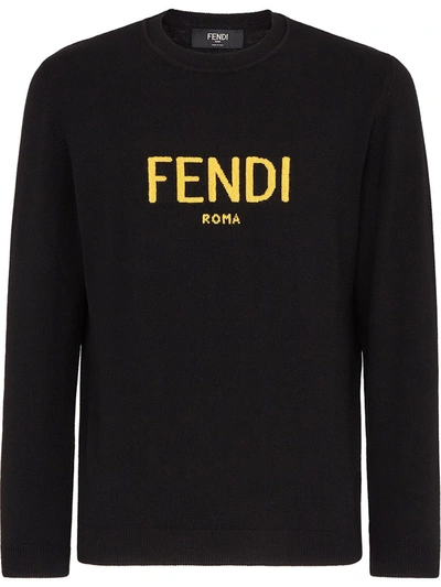 Shop Fendi Roma Crew Neck Jumper In Black