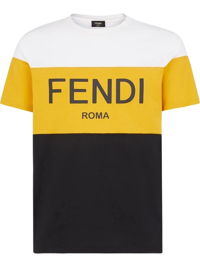 Shop Fendi Logo Colour Block T-shirt In White