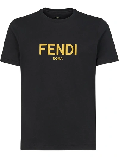Shop Fendi Logo Print T-shirt In Black