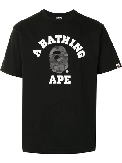Shop A Bathing Ape Logo Print Cotton T-shirt In Black
