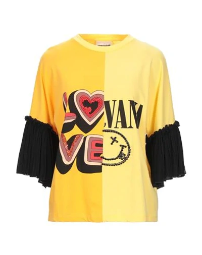 Shop Semicouture Woman T-shirt Yellow Size M Cotton, Polyester