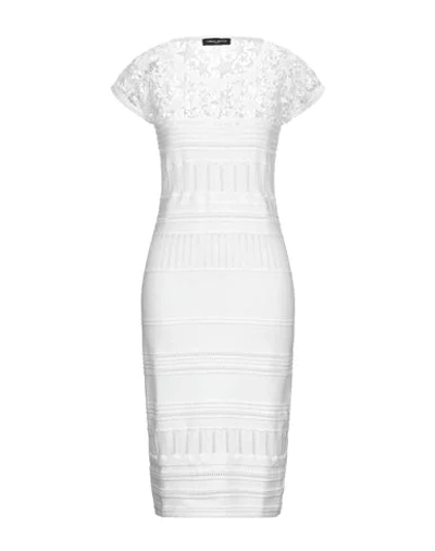 Shop Frankie Morello Woman Midi Dress White Size L Cotton
