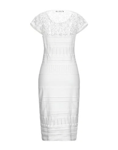 Shop Frankie Morello Woman Midi Dress White Size L Cotton