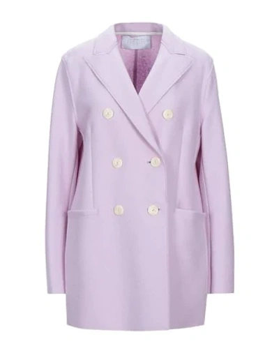 Shop Harris Wharf London Woman Overcoat & Trench Coat Lilac Size 6 Virgin Wool In Purple