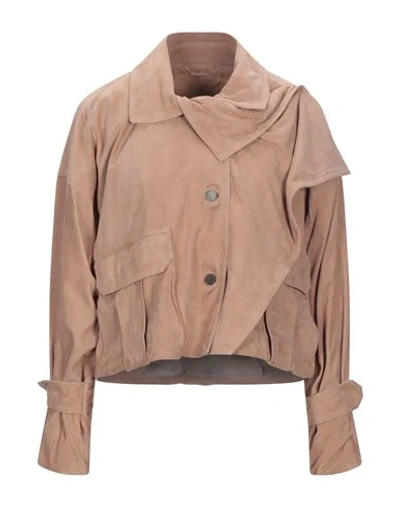 Shop Erika Cavallini Woman Jacket Pastel Pink Size 6 Soft Leather