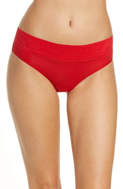 Shop Tommy John Cool Cotton Lace Trim Cheeky Panties In Haute Red