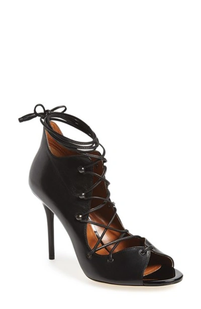 Shop Malone Souliers 'savannah' Lace-up Peep Toe Bootie (women) In Black Patent/ Leather