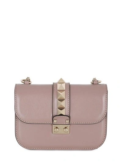 Shop Valentino Small Lock Leather Shoulder Bag, Powder Pink
