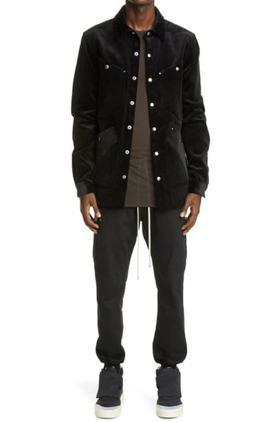 Shop Rick Owens Four-pocket Corduroy Shirt In Black