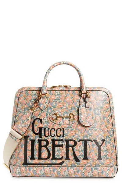 Shop Gucci X Liberty London 1955 Horsebit Floral Leather Top Handle Bag In Pink