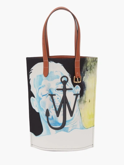 Shop Jw Anderson Logo-embroidered Printed Tote Bag In Black