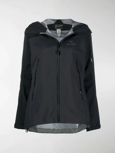 Shop Arc'teryx Zip-up Logo Print Jacket In Black