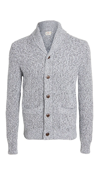Shop Faherty Marled Cotton Cardigan In Light Grey