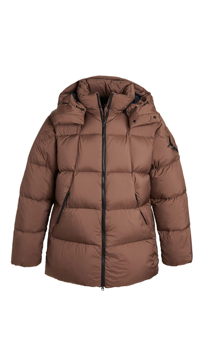 Shop Goldwin Hooded Spur Down Coat In Brown