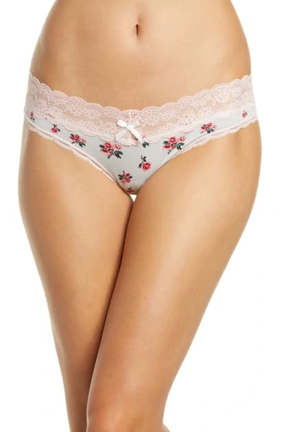 Shop Honeydew Intimates Ahna Thong In Silver Floral