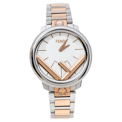 Pre-owned Fendi Opaline White Two-tone Stainless Steel Runaway 71000m Women's Wristwatch 36 Mm