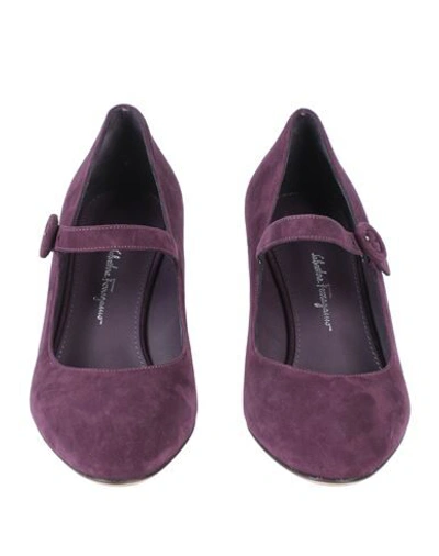 Shop Ferragamo Woman Pumps Dark Purple Size 7 Calfskin