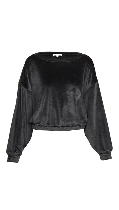 Shop Z Supply Bodhi Velour Sweatshirt In Onyx