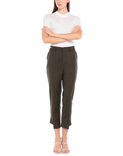 Shop Berwich Cropped Pants In Military Green
