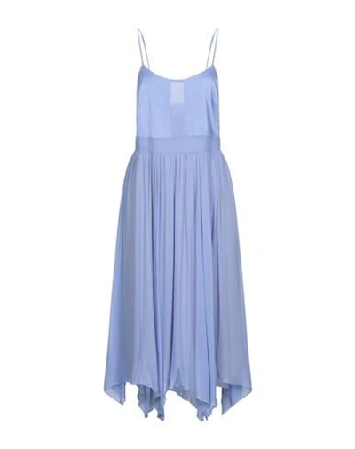Shop Semicouture Woman Midi Dress Blue Size 8 Viscose, Silk, Cotton, Elastane
