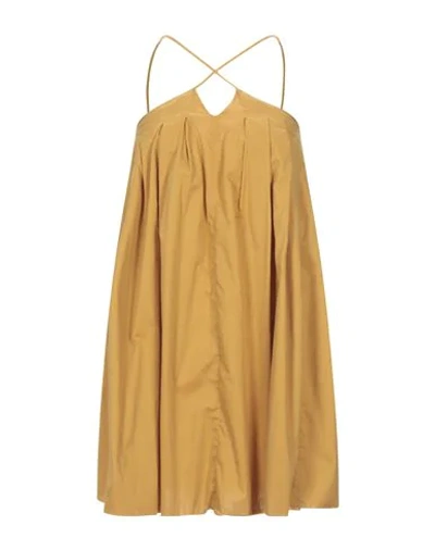 Shop Erika Cavallini Woman Mini Dress Ocher Size 6 Cotton In Yellow
