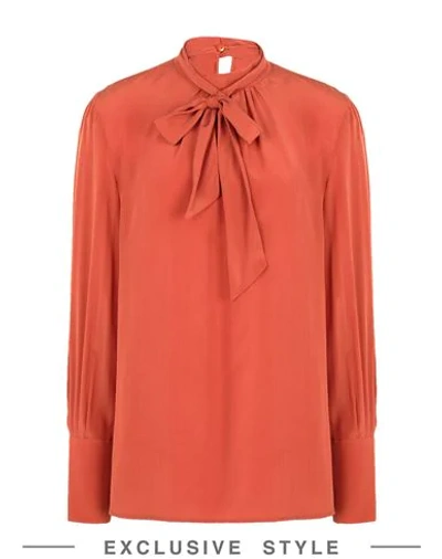 Shop Yoox Net-a-porter For The Prince's Foundation Woman Top Rust Size 10 Silk In Red