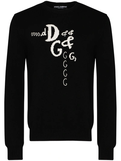 Shop Dolce & Gabbana Wool-cashmere Blend Logo Jumper In Black