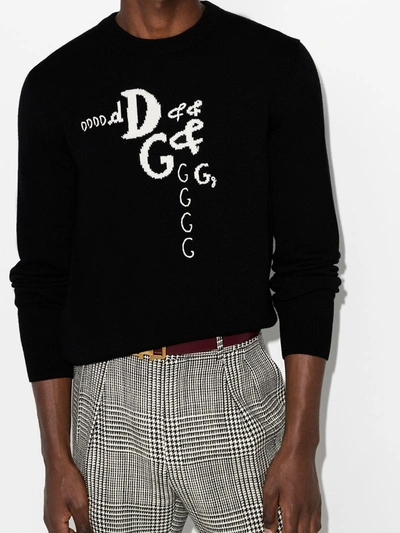 Shop Dolce & Gabbana Wool-cashmere Blend Logo Jumper In Black