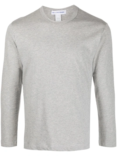 Shop Comme Des Garçons Shirt Cotton Rear Logo T-shirt In Grey