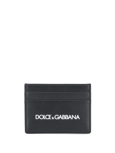 Shop Dolce & Gabbana Calf Leather Logo-print Cardholder In Black