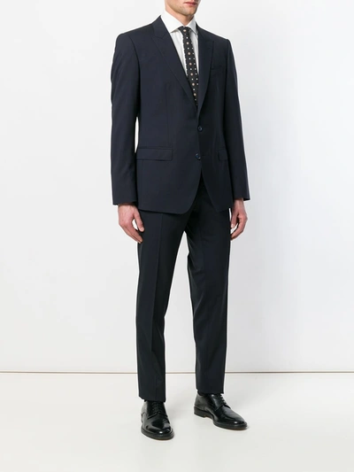 Shop Dolce & Gabbana Wool Buttoned Up Formal Suit In Blue