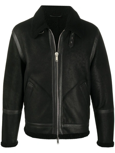 Shop Dondup Shearling Jacket In Black