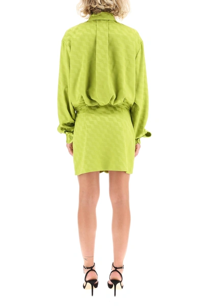 Shop Attico The  Gigi Monogram Mini Dress In Verde Pistacchio