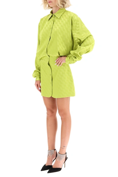 Shop Attico The  Gigi Monogram Mini Dress In Verde Pistacchio