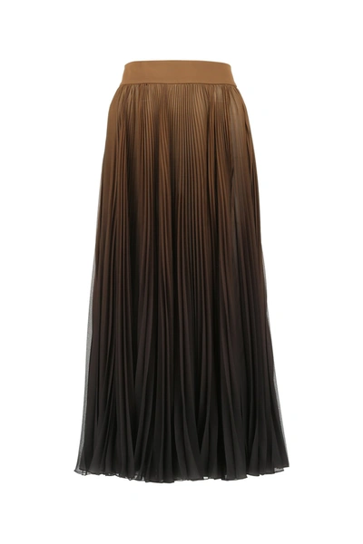 Shop Dolce & Gabbana Ombre Pleated Midi Skirt In Brown