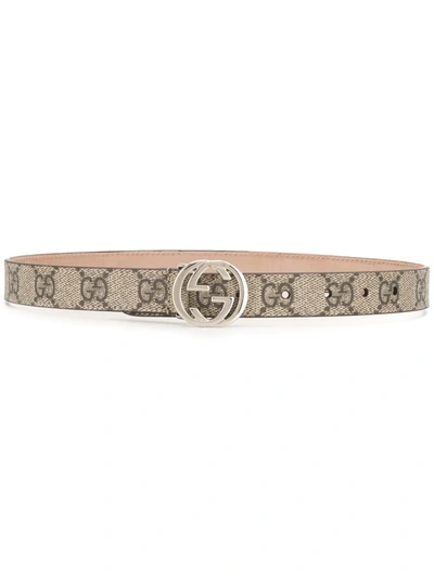 Shop Gucci Gg Supreme Logo Belt In Brown