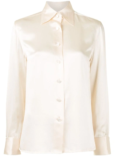 CHANEL Pre-owned 1998 Box Pleat Silk Shirt In Neutrals