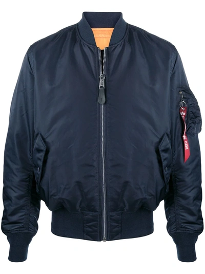 Shop Alpha Industries Reversible Bomber Jacket In Blue