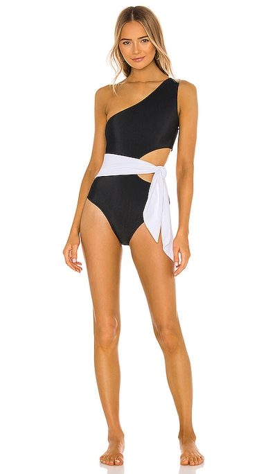 Beach Riot Carlie Side-tie Cutout One-piece Swimsuit In Black & White