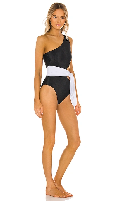 Beach Riot Carlie Side-tie Cutout One-piece Swimsuit In Black & White