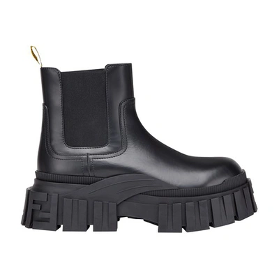 Shop Fendi Leather Chelsea Boots In Noir