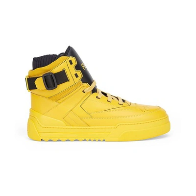 Shop Fendi Yellow Leather High-tops In Jaune