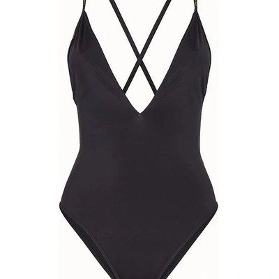 Shop Fendi Pink Lycra® And Ff Swimsuit In Noir